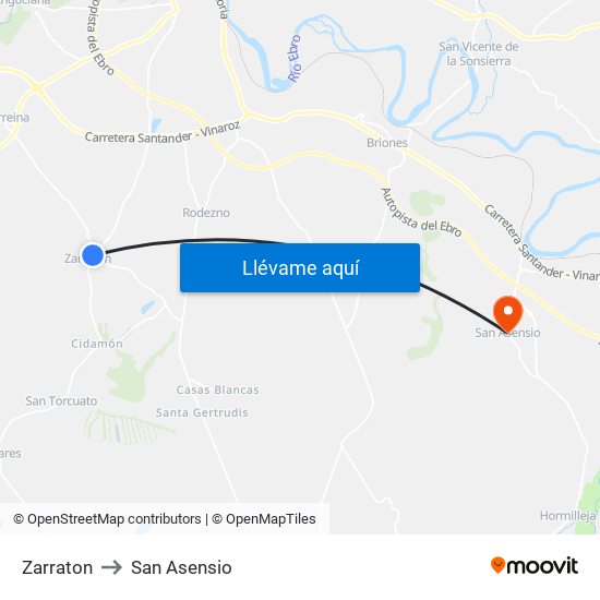 Zarraton to San Asensio map