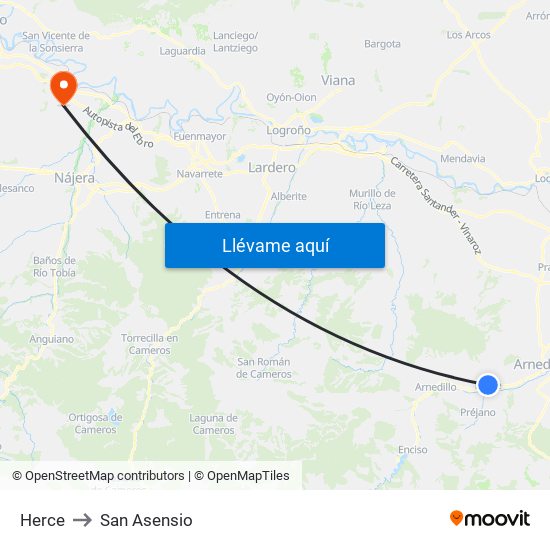 Herce to San Asensio map