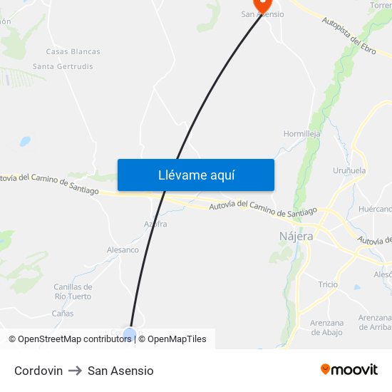 Cordovin to San Asensio map