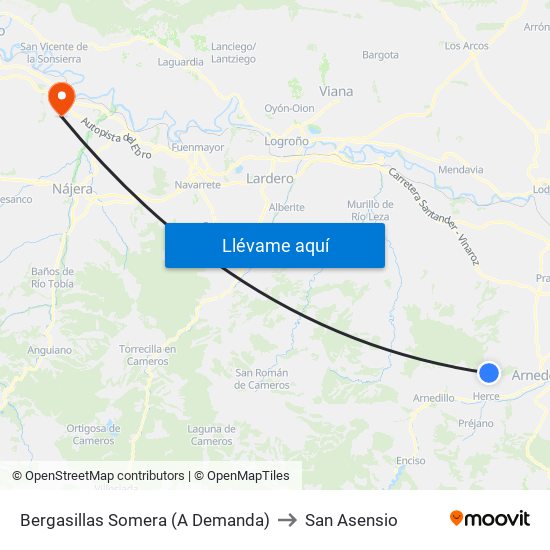 Bergasillas Somera (A Demanda) to San Asensio map