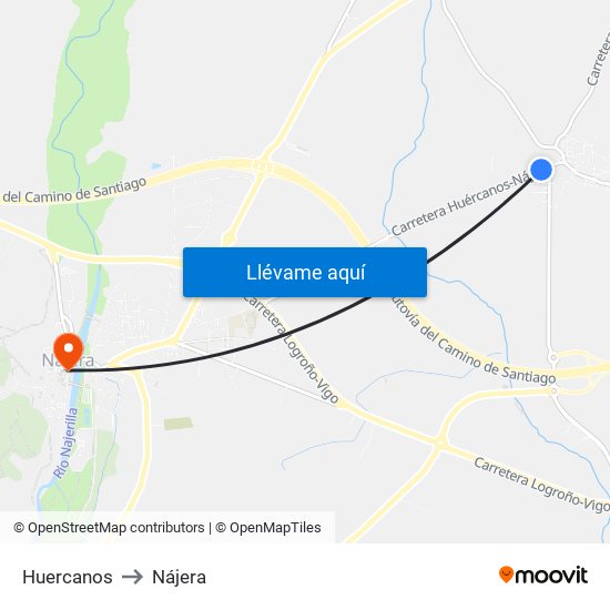 Huercanos to Nájera map