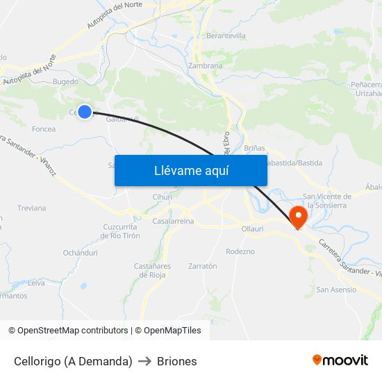 Cellorigo (A Demanda) to Briones map