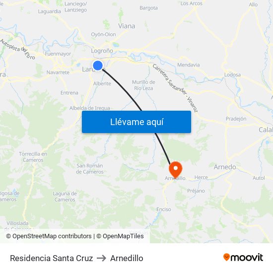 Residencia Santa Cruz to Arnedillo map