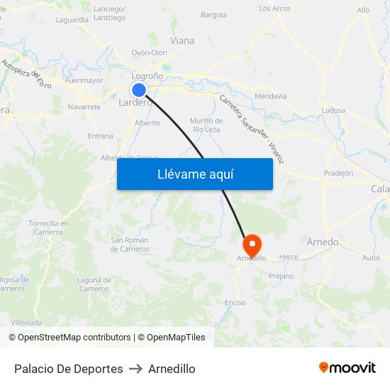 Palacio De Deportes to Arnedillo map