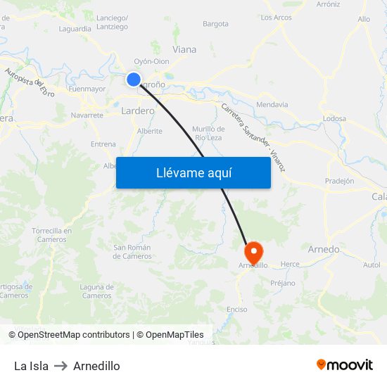 La Isla to Arnedillo map