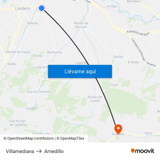 Villamediana to Arnedillo map