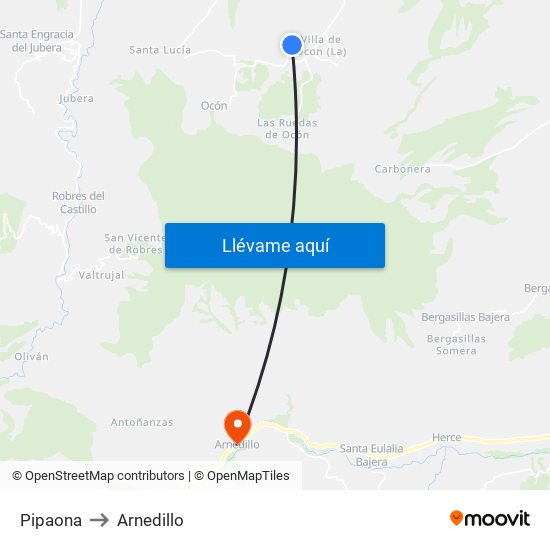 Pipaona to Arnedillo map