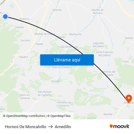 Hornos De Moncalvillo to Arnedillo map