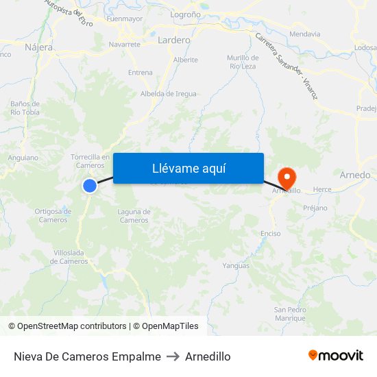Nieva De Cameros Empalme to Arnedillo map