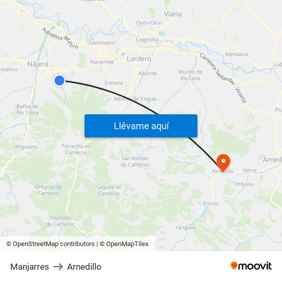 Manjarres to Arnedillo map