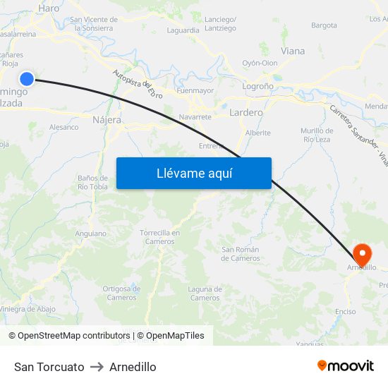 San Torcuato to Arnedillo map