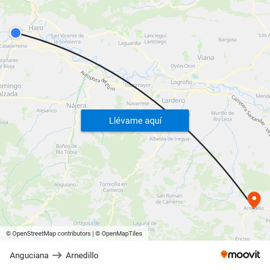 Anguciana to Arnedillo map