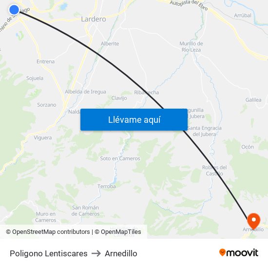 Poligono Lentiscares to Arnedillo map