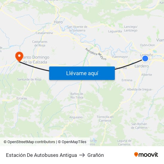 Estación De Autobuses Antigua to Grañón map