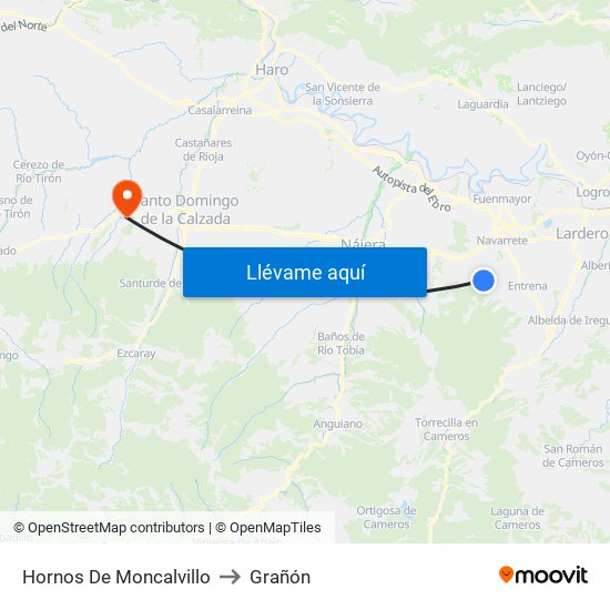 Hornos De Moncalvillo to Grañón map