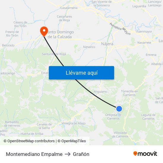 Montemediano Empalme to Grañón map