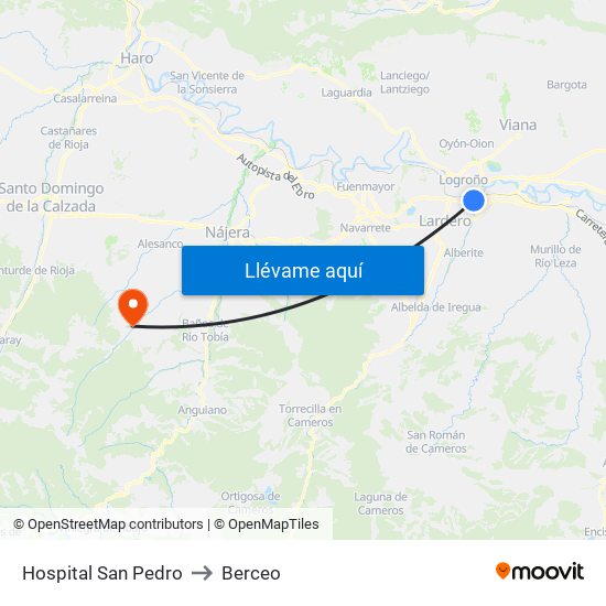 Hospital San Pedro to Berceo map