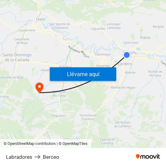 Labradores to Berceo map