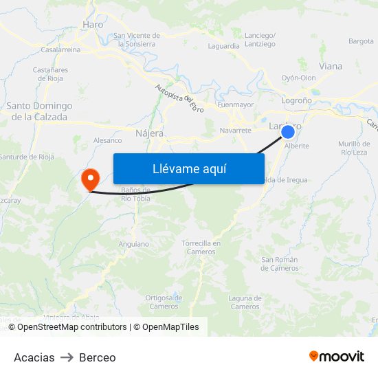 Acacias to Berceo map