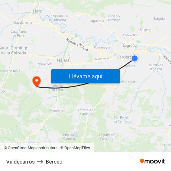 Valdecarros to Berceo map