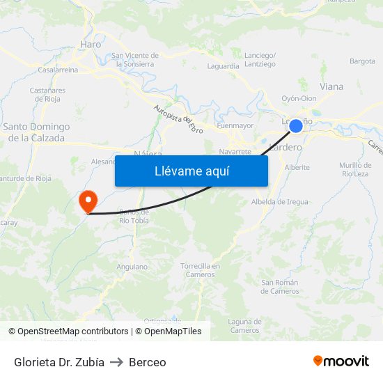 Glorieta Dr. Zubía to Berceo map