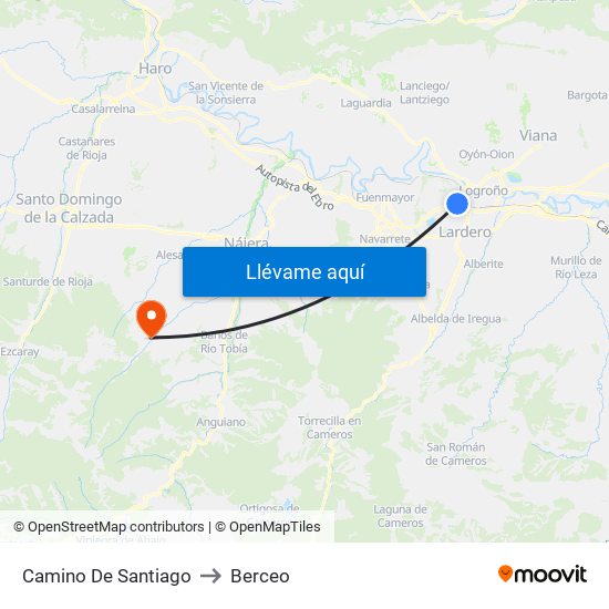 Camino De Santiago to Berceo map
