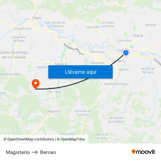 Magisterio to Berceo map