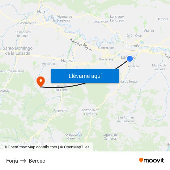 Forja to Berceo map