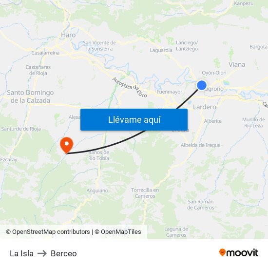 La Isla to Berceo map