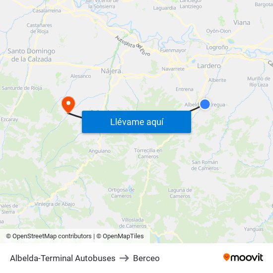 Albelda-Terminal Autobuses to Berceo map