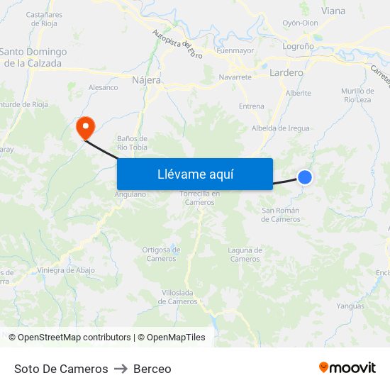 Soto De Cameros to Berceo map