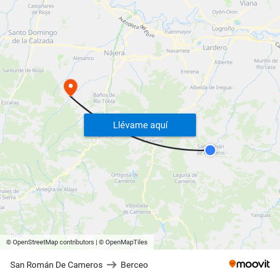 San Román De Cameros to Berceo map