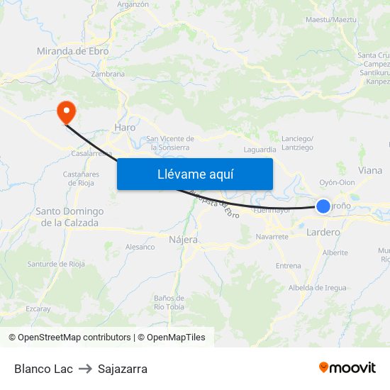 Blanco Lac to Sajazarra map