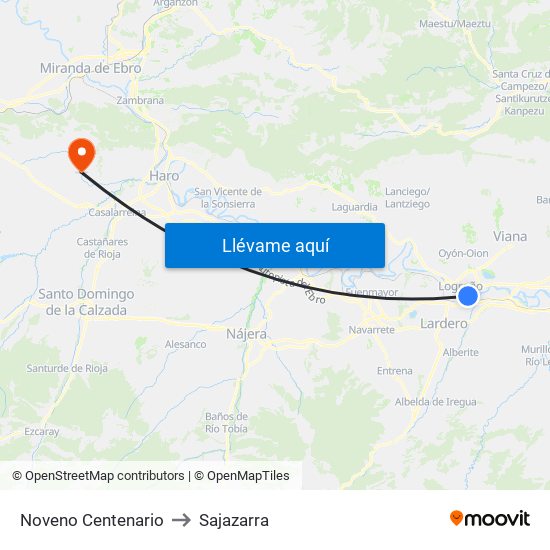 Noveno Centenario to Sajazarra map