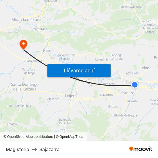 Magisterio to Sajazarra map