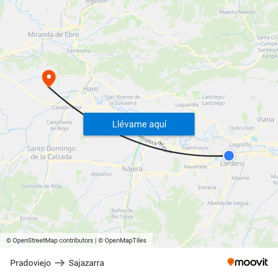 Pradoviejo to Sajazarra map