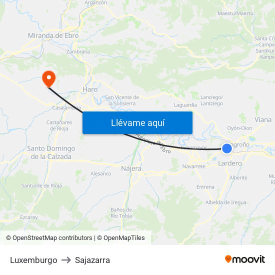 Luxemburgo to Sajazarra map