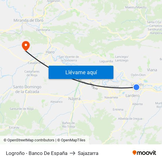 Logroño - Banco De España to Sajazarra map