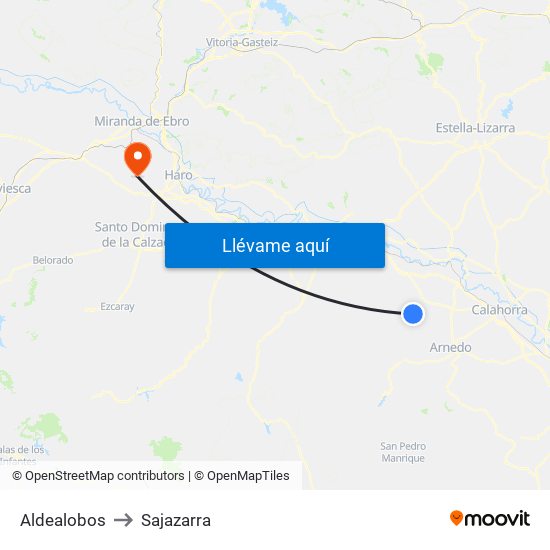 Aldealobos to Sajazarra map