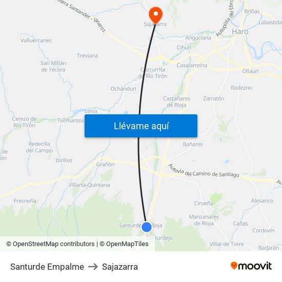 Santurde Empalme to Sajazarra map