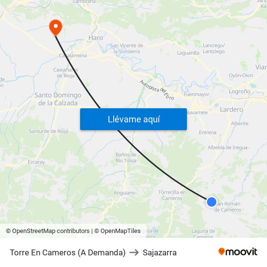 Torre En Cameros (A Demanda) to Sajazarra map