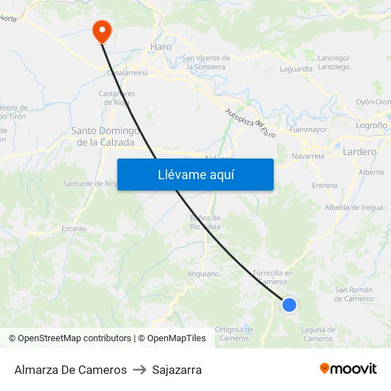 Almarza De Cameros to Sajazarra map