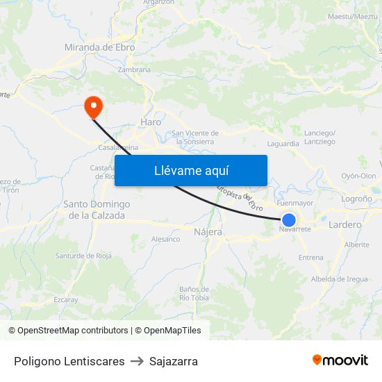 Poligono Lentiscares to Sajazarra map