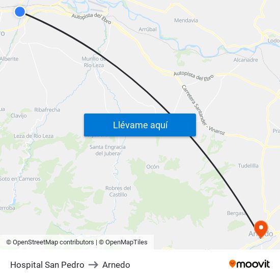 Hospital San Pedro to Arnedo map