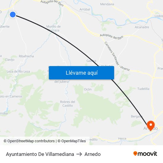 Ayuntamiento De Villamediana to Arnedo map
