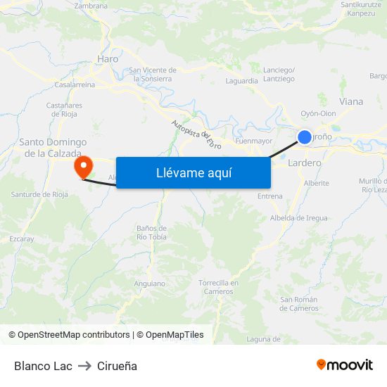 Blanco Lac to Cirueña map