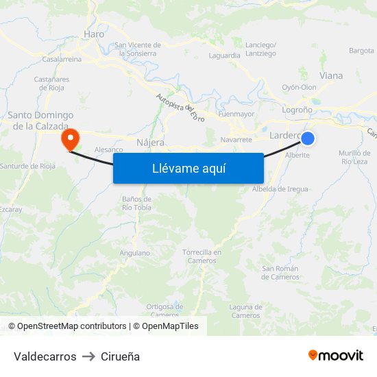Valdecarros to Cirueña map