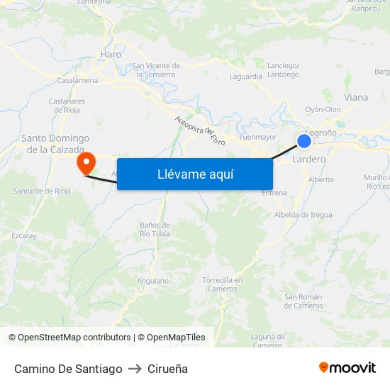 Camino De Santiago to Cirueña map