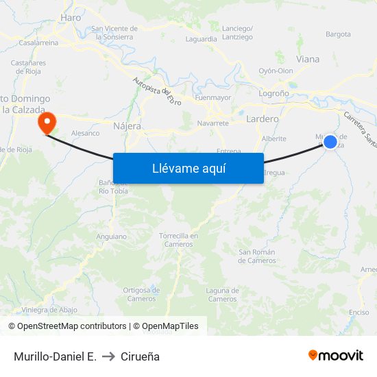 Murillo-Daniel E. to Cirueña map