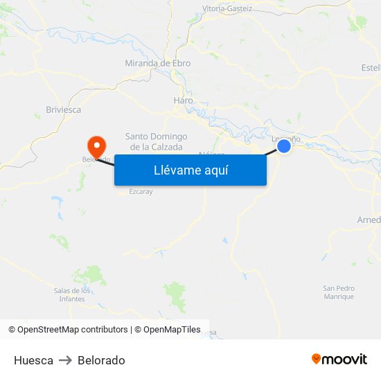 Huesca to Belorado map